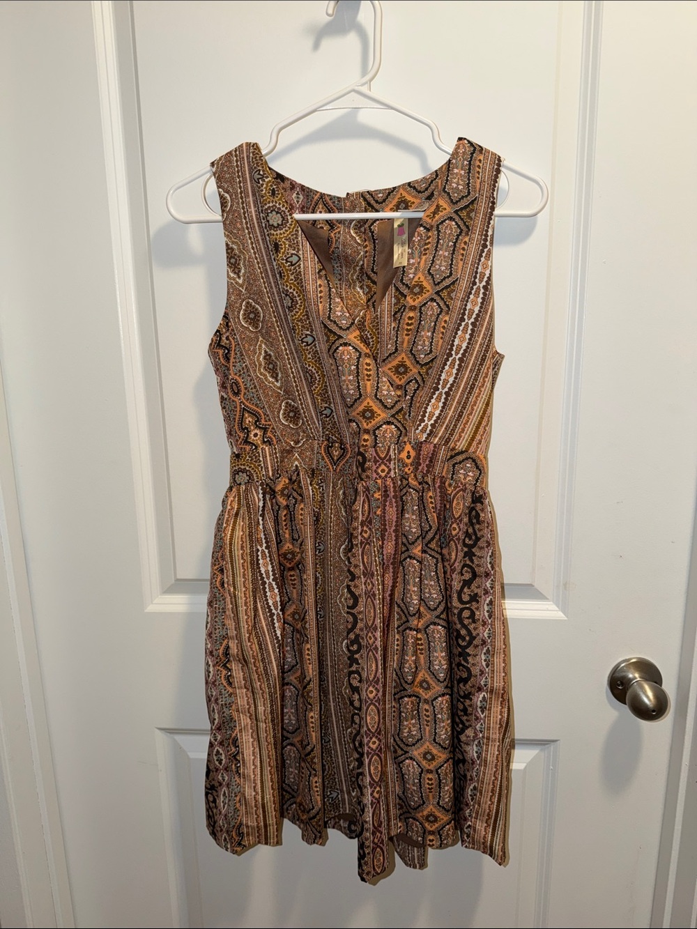 Alice Moon Brown Multi-Print Sleeveless Mini Dress